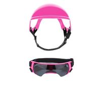 Dog Goggles,Pet Sunglasses Pet Helmet Glasses Set Dog Motorcycle Safety Sun-protective Goggles Outdoor(Pink-set-A)