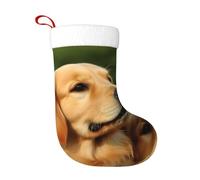 dog golden retriever Christmas Stocking Plush Hanging Decoration with Soft Flannel Cuff, Bag for Fireplace & Tree Decor