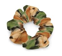 Dog Golden Retriever Hair Scrunchies for Women No Damage, Soft Elastic Hair Ties with Fashionable Printed Patterns, Satin Scrunchy Hairbands for Ponytail, Bun, Workout & Sleep