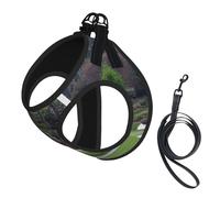 Dog Golf Course Printed Harness And Leash Set,Adjustable,Breathable Soft,Step-In Mesh Pet Vest Harness With Reflective Strip
