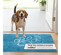 Dog Gone Smart Dirty Dog Microfiber Doormat, Super Absorbent Machine Washable with Non-Slip Backing, Medium, Aqua