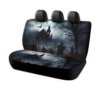 Dog Gothic Happy Halloween Car Seat Cover Scratchproof Rear Seat Protector Waterproof & Easy Install Universal Fit Back Seat Covers for Suvs Trucks Sedans Vans Automotive Interior Accessories