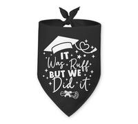 Dog Graduation Bandana It was Ruff but We Did It Dog Graduation Outfits Pet Triangle Scarf Accessories Graduation Announcement Photo Props for Small Medium Large Dogs Cats