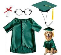 Dog Graduation Cap and Gown Set 2026 - Adjustable Washable Pet Cosplay Costume for Small Medium Large Dogs, Graduation Gift Supplies with Cap Robe Tassel,Dog Graduation Outfits Gifts (Green, Medium)