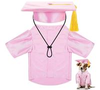 Dog Graduation Cap and Gown with Tassel - Pet Graduation Costume Adjustable Puppy Outfit Academic Hat Formal Gowns for Small Dogs Cats Ceremony Party Photo Shoot (Pink,S)