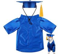 Dog Graduation Cap and Gown with Tassel - Pet Graduation Costume Adjustable Puppy Outfit Academic Hat Formal Gowns for Small Dogs Cats Ceremony Party Photo Shoot (Blue,S)