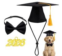 Dog Graduation Cap, Mini Graduation Caps Set for Pet Celebrations, Adjustable Design with 2026 Tassel, Photo Prop for Small Dogs and Cats, Three-Piece Graduation Cap Collection