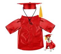 Dog Graduation Outfit, Red Adjustable Tassel Cap and Breathable Gown for Dogs, Washable Pet Graduation Cap and Gown
