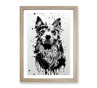Dog Graffiti Framed Wall Art Print A2 Oak