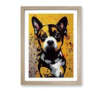 Dog Graffiti No.3 Framed Print | A2 Oak Framed Wall Art | Ready to Hang | Eclectic Animal Picture | Living Room Bedroom Lounge Office