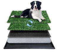 Dog Grass Pad with Tray,20"x30" Dog Litter Box, Artificial Turf Potty System with 2 Reusable Grass Patches + Washable Pee Pads, Portable Indoor Outdoor for Balcony Patio Apartment