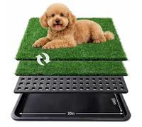 Dog Grass Pad with Tray,30x20 in Dogs Potty Tray with 2-Pack Upgraded Replacement Artificial Grass,Dog Litter Box for Pet Training,Indoor Portable Pottys Pet Toilet