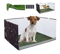 Dog Grass Pad with Tray,Foldable Dog Litter Box with High Walls,Odor Free Artificial Grass Pad for Dog Potty,No Assembly,No Spill, Waterproof, Easy to Clean (Black star, M-36''Lx23.6''Wx16''H)