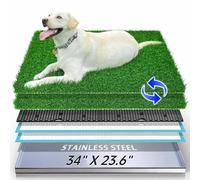 Dog Grass Pad with Tray with Stainless Steel，Reusable Large Artificial Turf Grass Potty and Puppy Pee Pads for Dogs, Portable Dog Litter Box for Indoor/Outdoor Potty Training Toilet