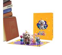 Dog Greeting Card - Happy Birthday Greeting Cards For Adorable Dogs, 3D Decorative Folding Art Card | Playful Party Cards Gift Idea For Mom, Dad, Kids, Teenagers