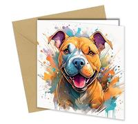 Dog Greeting Cards, Various Dogs, Watercolour & Pen, Ideal for Birthdays from the Dog, Anniveraries, Get Well Cards, Good Luck Card, Fathers Day, Mothers Day (#394 Staffordshire Bull Terrier)