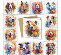 Dog Greeting Cards, Various Dogs, Watercolour & Pen, Ideal for Birthdays from the Dog, Anniveraries, Get Well Cards, Good Luck Card, Fathers Day, Mothers Day (Full Collection x 12)