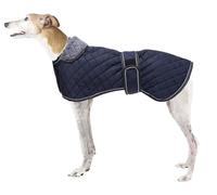 Dog Greyhound Waterproof Coat,Whippet Lurcher Coat,Dog Winter Jacket with Fleece Lining,Adjustable Outdoor Pet Apparel for Medium or Large Breed -Navy-S