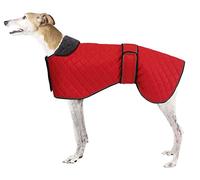 Dog Greyhound Waterproof Coat,Whippet Lurcher Coat,Dog Winter Jacket with Fleece Lining,Adjustable Outdoor Pet Apparel for Medium or Large Breed-Red-XS