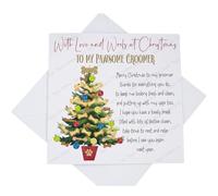 Dog Groomer Christmas Card, Card for Groomer From The Dog with Poem Verse, Christmas Tree with Bones and Balls