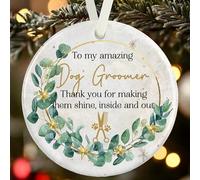 Dog Groomer Christmas Ornament - Gift Boxed Personalised Ceramic Bauble with Name & Message - Thank You Dog Groomer Gift - Custom Xmas Decoration Keepsake for Pet Grooming Professionals
