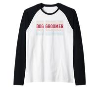 Dog Groomer Funny Retro Layered Text Grooming Men Women Raglan Baseball Tee