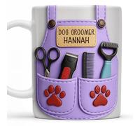 Dog Groomer Mug, Paw Prints And Grooming Tools Coffee Mug, Personalized Pet Grooming Coffee Cup, Custom Drinking Mug for Dogs Groomer Professional, Dog Groomer Appreciation Gift