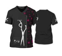 Dog Groomer Salon Pet Store Work Uniforms 3D Printed Men/Women T-Shirts Unisex Animals Grooming Workwear Round Neck Short Sleeve Pullover Tops(No Zipper/Buttons)