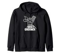 Dog Groomer Vintage Salon Grooming Pet Stylist Zip Hoodie