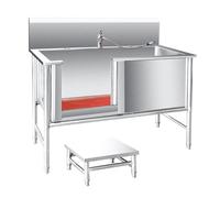Dog Grooming Bath Tub Stainless Steel Dog Grooming Tub,Professional Dog Grooming Tub,Stainless Steel Pet Dog Bath Tub,Pet Bathing Tub,Washing Sink for Home,Dog Wash Sink Station for Large,M