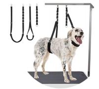 Dog Grooming Belly Strap - 3PCS Grooming Restraint Set Adjustable Belly Band Loops Strap with Padded Support & Loop Extension Straps Pet Grooming Harness Kit for Dogs (Black)