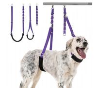 Dog Grooming Belly Strap - 3PCS Grooming Restraint Set Adjustable Belly Band Loops Strap with Padded Support & Loop Extension Straps Pet Grooming Harness Kit for Dogs (Voilet)