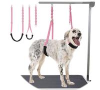 Dog Grooming Belly Strap - 3PCS Grooming Restraint Set Adjustable Belly Band Loops Strap with Padded Support & Loop Extension Straps Pet Grooming Harness Kit for Dogs (Light Pink)