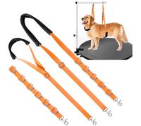 Dog Grooming Belly Strap - Dog Grooming Loops for Table Arm Extender with Clamp Extension Loop Bathing Restraint Leash No Sit Haunch Holder for Small & Medium Dog Hair Cutting Washing (Orange)