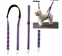 Dog Grooming Belly Strap - Pet Beauty Safety Leash, Animals Cosmetology Fixed Band for Small & Medium Pets Hair Cutting Washing, Adjustable Nylon, Set of 3 (Purple)
