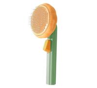 Dog Grooming Brush - Pumpkin Detangling Comb | Loose Self Cleaning Tool | Stainless Steel Pet Hair Remover | Ergonomic No Slip Handle