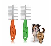 Dog Grooming Comb Heavy Duty Professional Shedding Brush Durable Dog Detangler Brush With Handle Pet Comb Metal Teeth Double Sided Fur Rake Tool Deshedding Comb Reusable Pet Trimmer Supplies (1Pc)