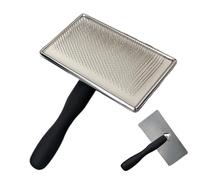 Dog Grooming Comb - Solid Wood Handle Brush Metal Bristles Remove Loose Hair Bath Prep Tool Soothing Puppy Massage | Works on