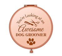 Dog Grooming Gift Travel Compact Pocket Makeup Mirror Dog Salon Pet Groomer Gift Folding Makeup Mirror Appreciation Gifts Dog Hairdresser Gifts Dog Lover Gifts for Adults Christmas Birthday Gift