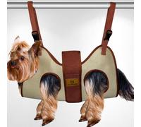 Dog Grooming Hammock for Nail Trimming - Complete Groomers Helper Set for Pets - Pet Grooming Hammock with Hooks Dog Nail Clipper - Dog Hammock for Nail Clipping (HAMAC AND SLING Cream with Brown, S)