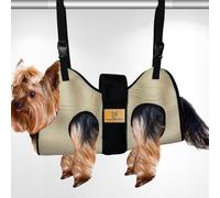Dog Grooming Hammock for Nail Trimming - Complete Groomers Helper Set for Pets - Pet Grooming Hammock with Hooks Dog Nail Clipper - Dog Hammock for Nail Clipping (HAMAC AND SLING Cream with Black, S)