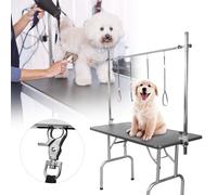 Dog Grooming Hammock, Groomers Helper Adjustable Height Clamp Holder Dog Grooming Table Stainless Steel Pet Grooming Table with Loop Noose for Small Medium Dogs, Cats At Home