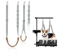 Dog Grooming Harness, 3 PCS Adjustable Dog Cat Grooming Belly Loops Leash Pet Bathing Tether Straps with D-Rings Restraint Noose Safety Rope for Small Medium Dogs Cats (Grey)