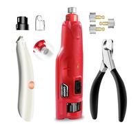 Dog Grooming Kit Dog Nail Trimmers with 3 Grinding Wheels Dog Nail Grinder/Clippers/Trimmers Super Quiet Rechargeable 6-speed Cat Nail Clipper for Large Medium Dogs Cats Small Animal Nail Care