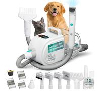 Dog Grooming Kit - Pet Clippers, Nail Grinder & Blow Dryer with Quiet 3-Speed Suction, 3 Heat Settings, 2.6L Dog Hair Vacuum Dust Bin, HEPA System, Self-Cleaning Brushes