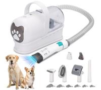 Dog Grooming Kit with Vacuum & Clippers-13000Pa Pet Hair Suction, 7-in-1 Professional Grooming Tools for Shedding, Low Noise, 1L Dust Cup, Nail Grinder Included for Cats/Dogs