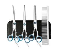 Dog Grooming Scissors | 3 Piece Puppy Scissors with Comb | Stainless Steel Straight Curved Thinning for Dog Hair for Cat and Puppy Home Cut Face Paw Ear