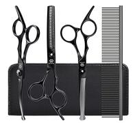 Dog Grooming Scissors Kit with Safety Round Tips, GLADOG Professional 5 in 1 Grooming Scissors for Dogs