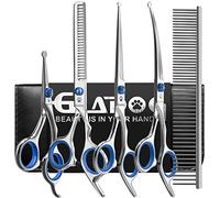 Dog Grooming Scissors Kit with Safety Round Tips, GLADOG Professional 6 in 1 Grooming Scissors for Dogs, Sharp and Heavy-Duty Dog Grooming Shears for Dogs Cats Pets