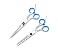 Dog Grooming Scissors Set - ShiningUU 2Pcs Stainless Steel Pet Hair Cutting Scissors with Safety Rounded Tips | Cutting Scissor and Thinning Shear for Dogs Cats Pets